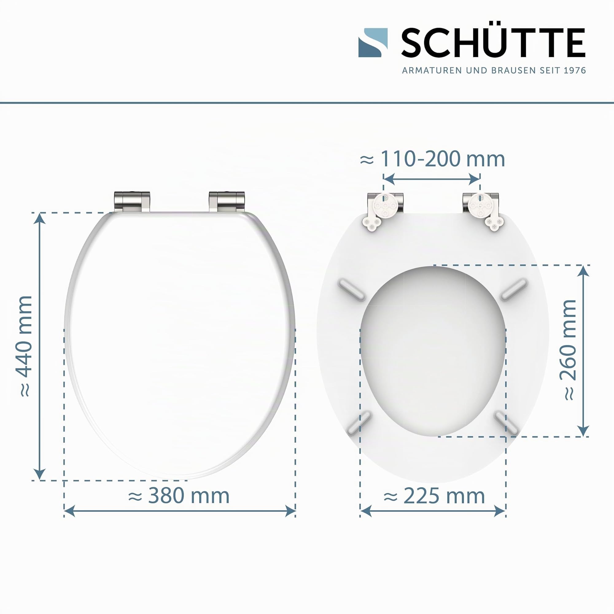 Schütte 84100-A - Coperchio con anima in legno (carico massimo del sedile del water 150 kg), con meccanismo di abbassamento, colore: bianco