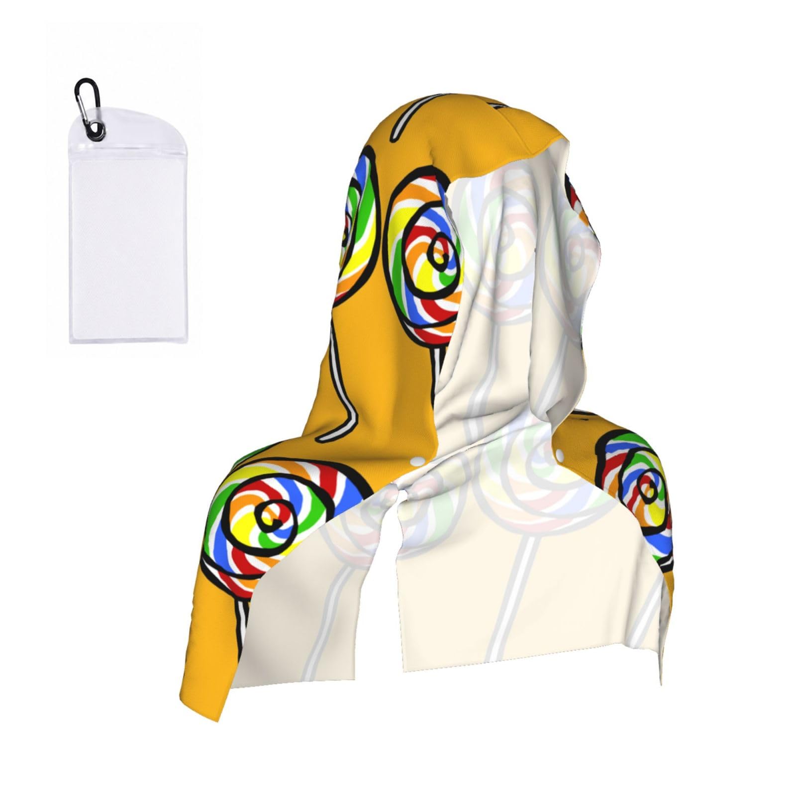 EZDLOWVBA Lollipop Print 2 Pack Cooling Hoodie Towels,Sports Headscarf, Neck Wrap Scarf,Breathable Cooling Towel For Neck And Face, Travel, Swimming, Training