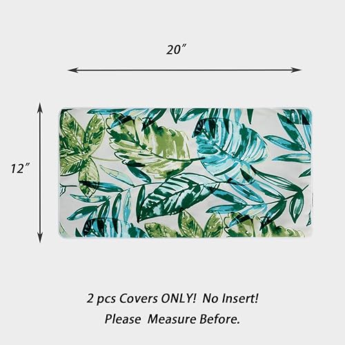 Miniatura 3 de FUNHOME Juego de 2 fundas de almohada lumbar impermeables para exteriores, decoración del hogar para muebles de jardín, patio, sofá, 12 x 20