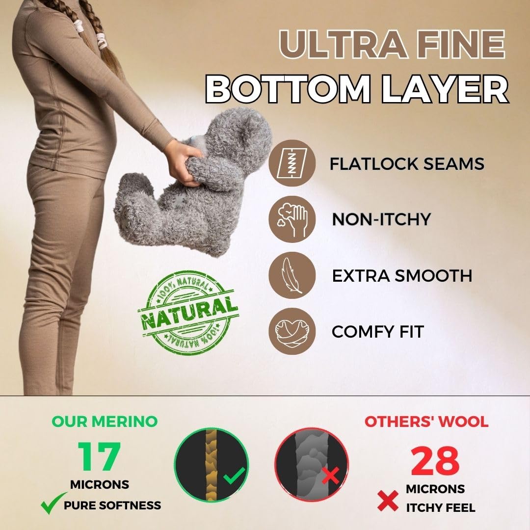menique Leggings per bambini per ragazze e ragazzi in merino biologico 160 g/m²