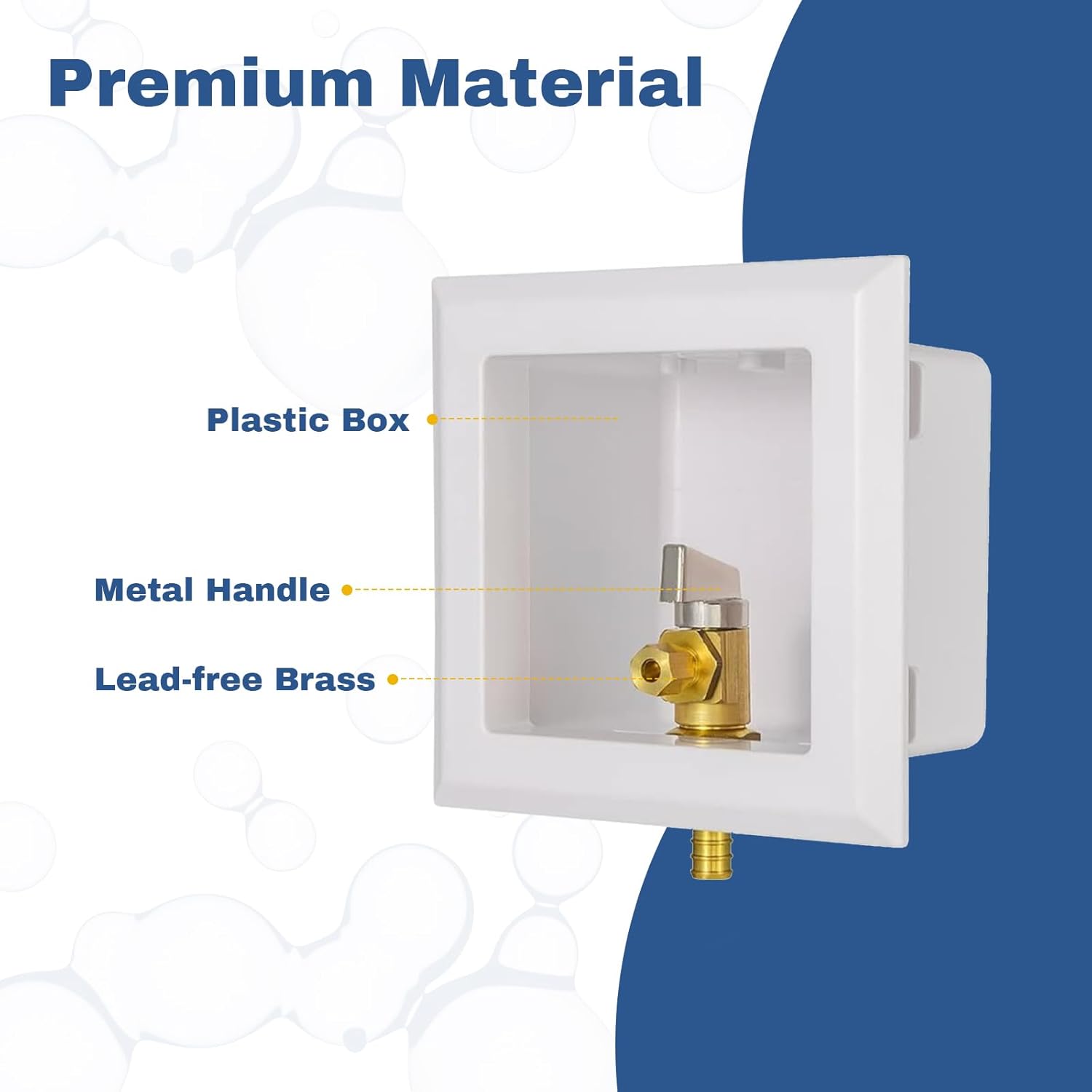 (Pack of 5) GUOFIS Icemaker Outlet Box with Pre-installed 1/4-Turn Ball Valve(1/2" PEX Crimp Inlet X 1/4" OD Compression Outlet)