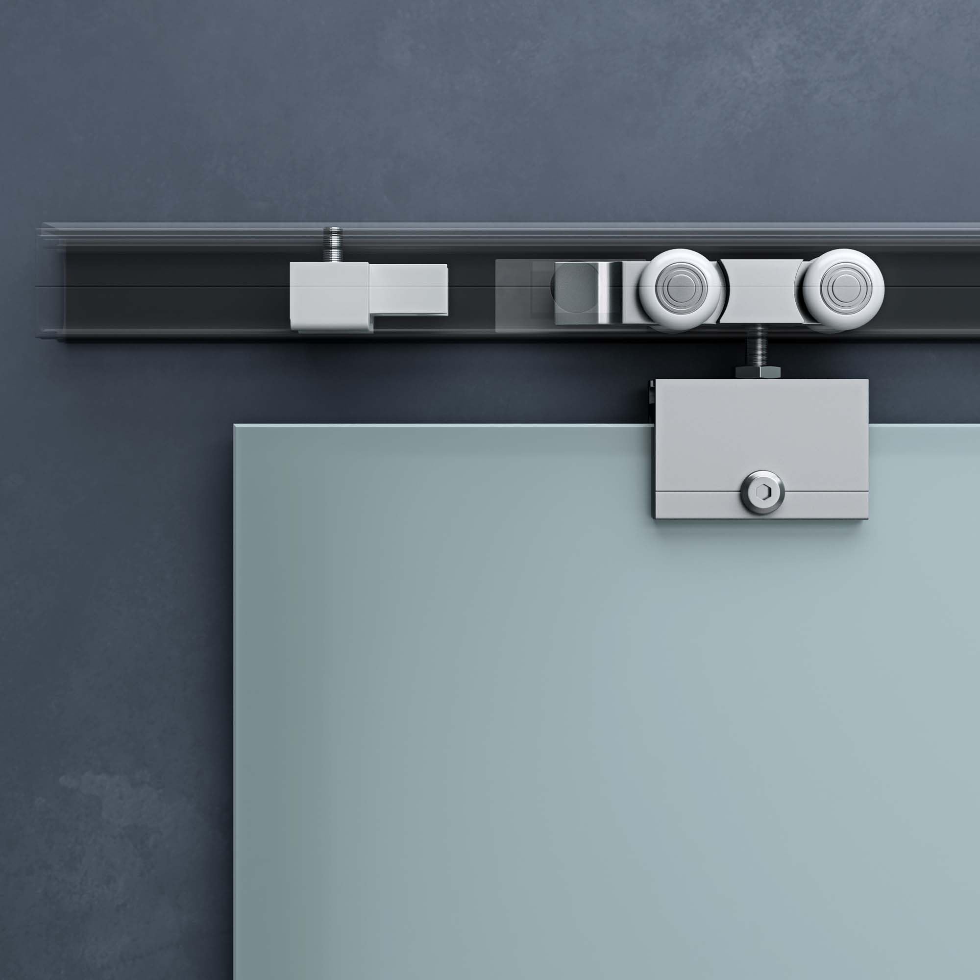 Mai & Mai Porta Scorrevole in Vetro 90x215cm, Porta Scorrevole Interna Satinato 8mm in 5 Strisce con Binario e Maniglia Rotonda per Bagno Cucina Studio Ufficio, Amalfi TS11H-900 MSMG