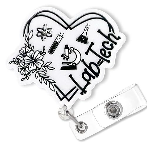 Cute Lab Tech Badge Reel Retractable, Personalized Badge Reel for