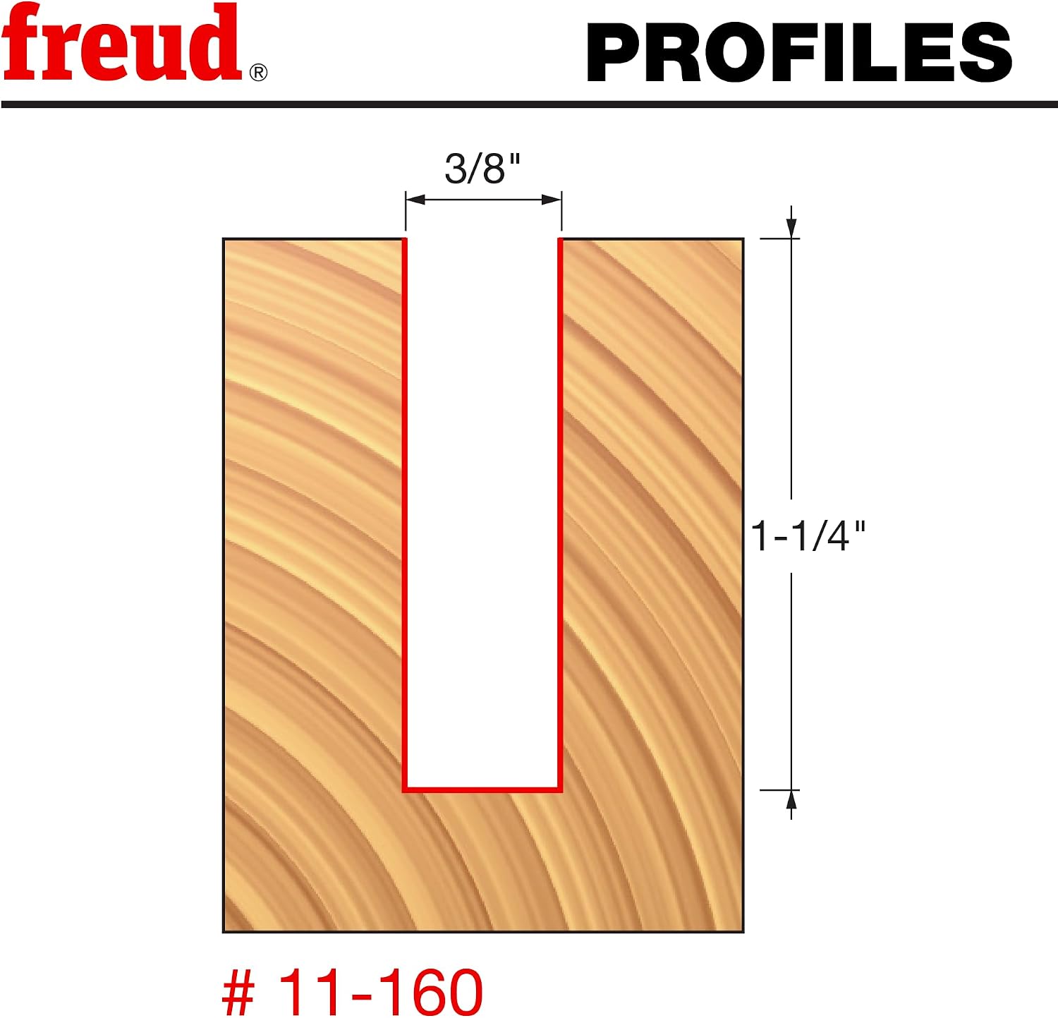 Freud 11-160: 3/8" (dia.) Single Flute Straight Bit with 1/2" shank, 1-1/4" carbide height
