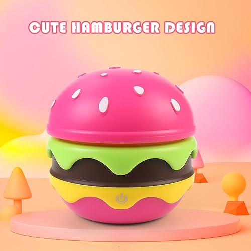 Miniatura 6 de Qwifyu Bonita lámpara de escritorio para niños, hamburguesa pequeña, lámparas de escritorio recargables con cuello ajustable al tacto regulable,
