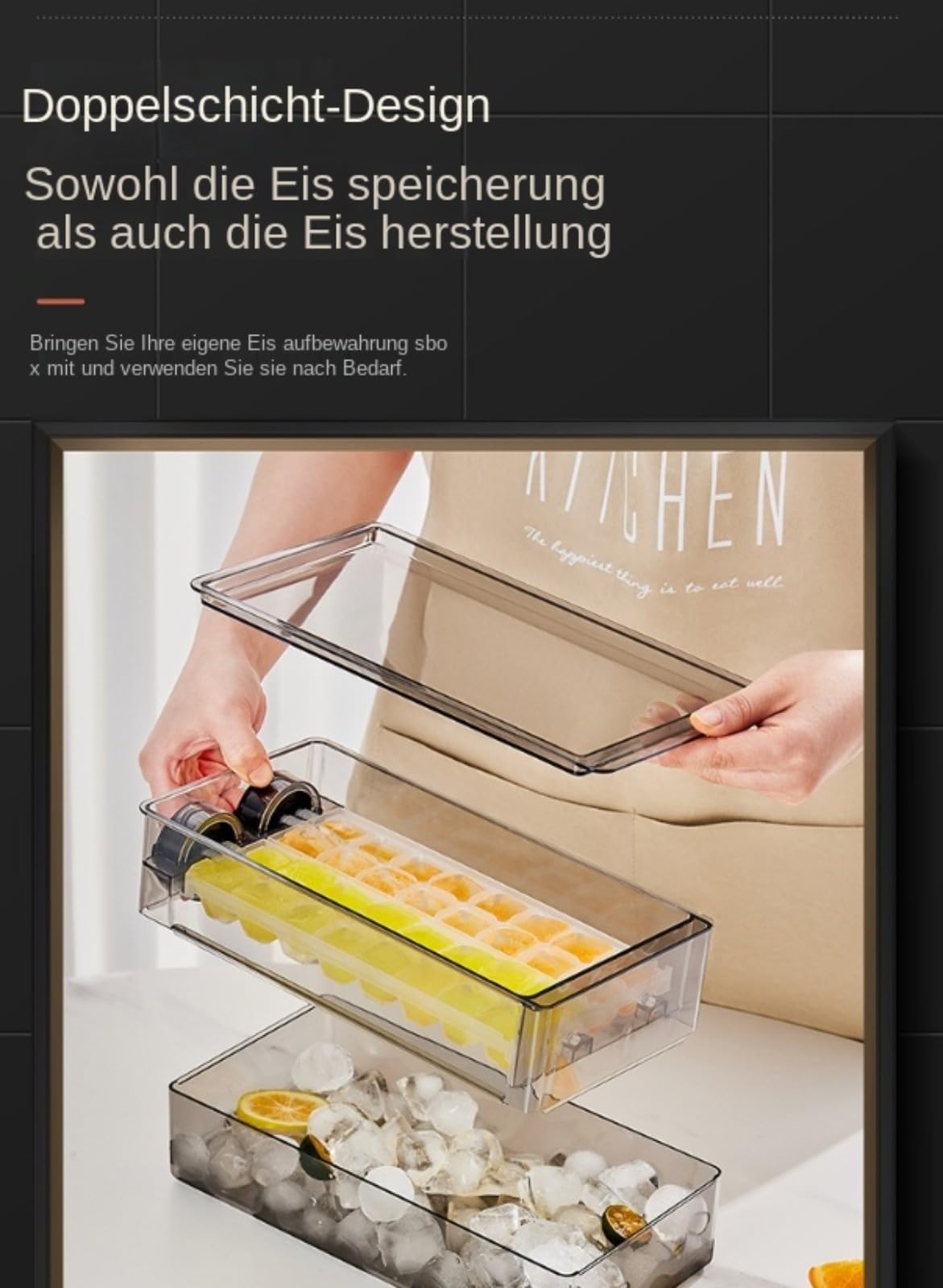 Eiswürfelbehälter Mit Deckel Und Behälter,Wiederverwendbare Eiswürfelform,Behälter Eiswürfelschale Gefrierschrank Eiswürfelbereiter,Für Liebhaber von Eisgetränken