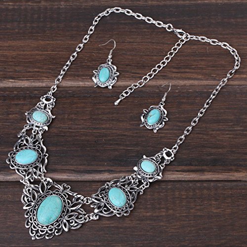 YAZILIND Ethnic Style Necklace Earrings Geometric Shape Color Resin Necklace Earring Women Jewelry Set3