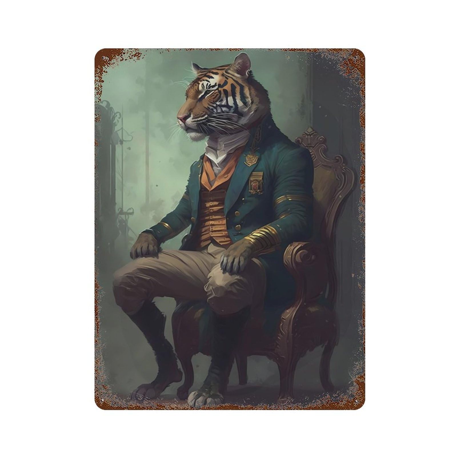 Retro Metal Sign Tiger Unreal 15.7"x11.8", Retro Wall Decor for Living Room, Hallway And Home Decor