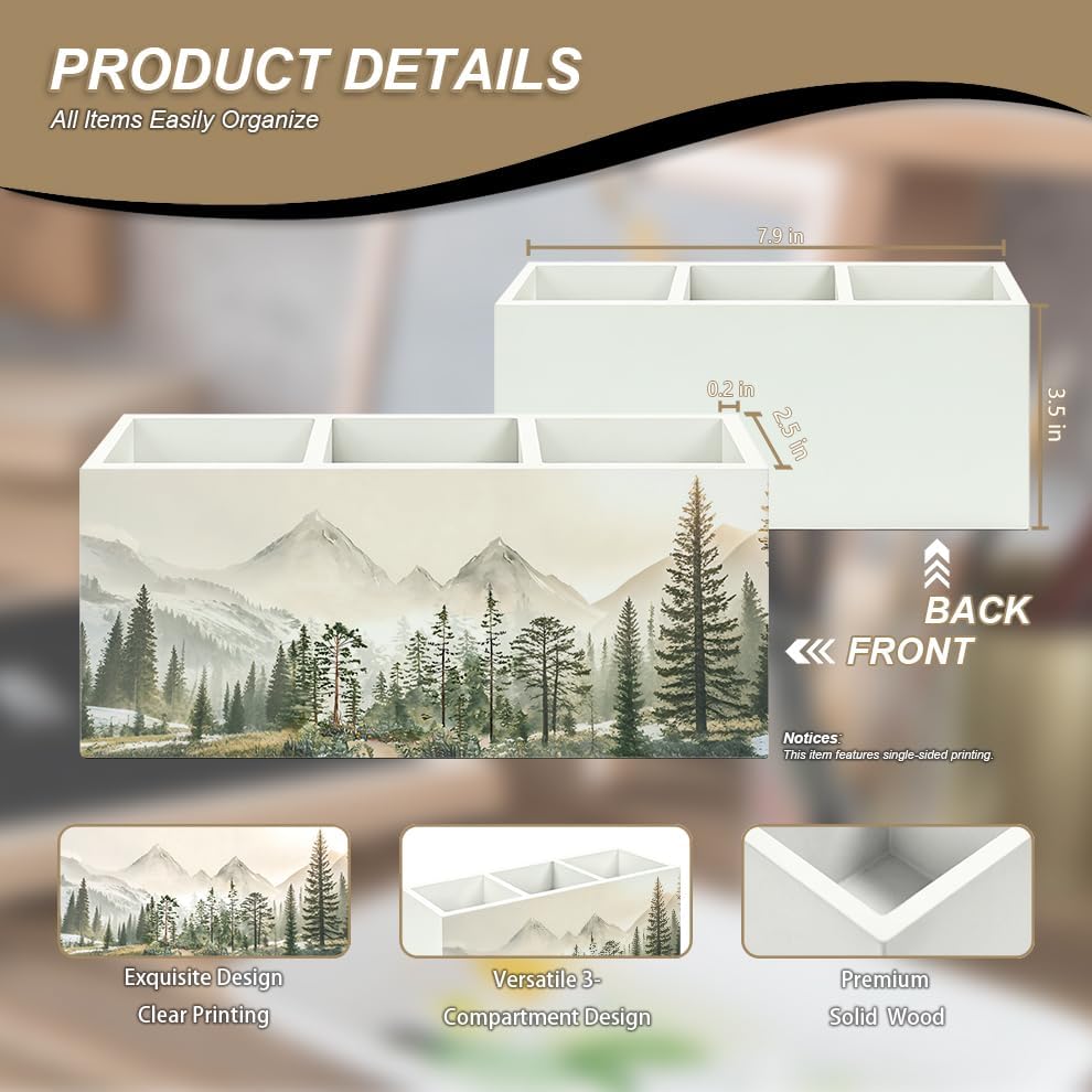 Mountain Foggy Forest Pencil Holders & Pen Holders for Desk image 2