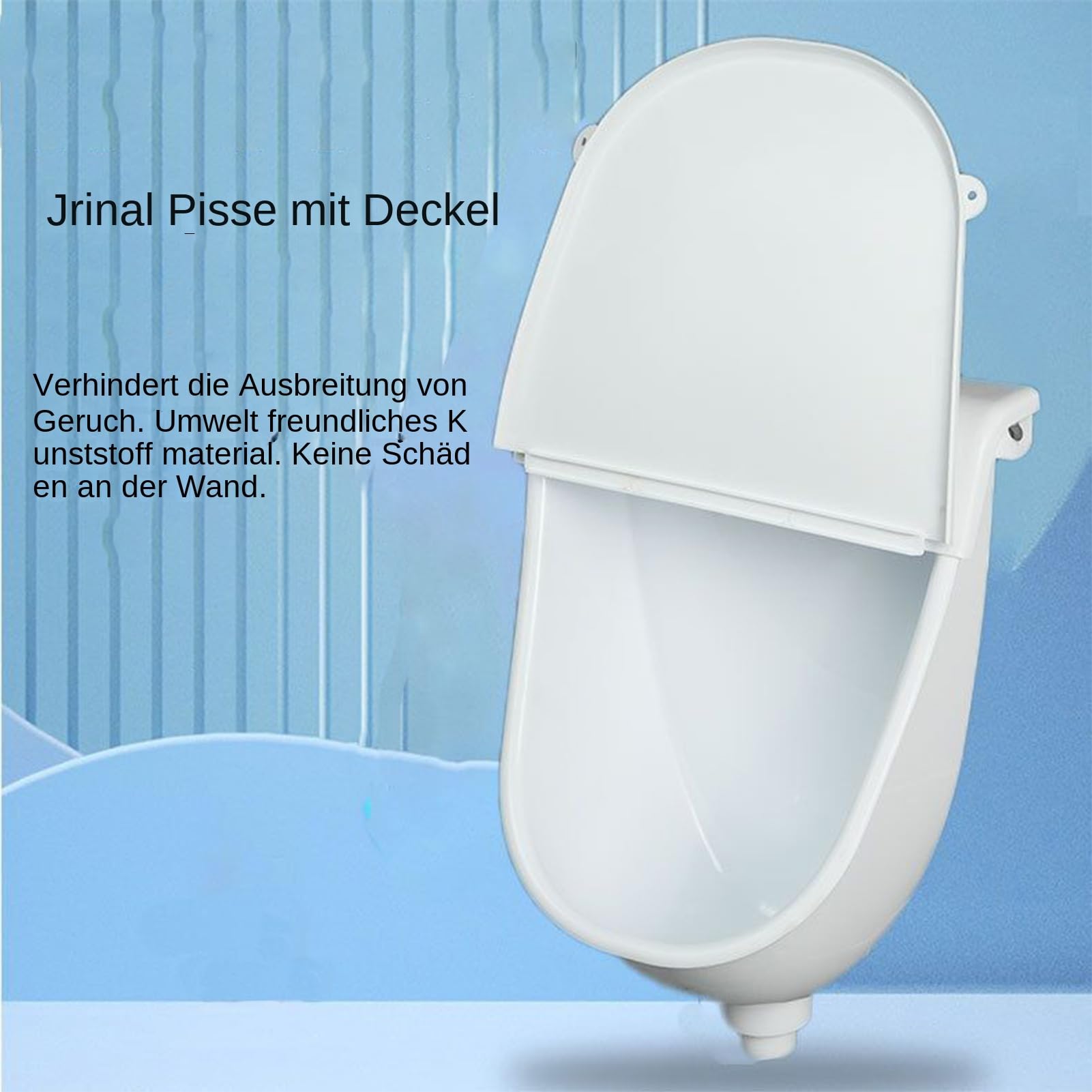 Urinal Wandmontage Toilettenzubehör mit Deckel | Außenbereich Steh Urinale für Ehemänner Väter Zuhause Hof Wohnmobil Wohnheim Camping Garten Terrasse Badezimmer Garage