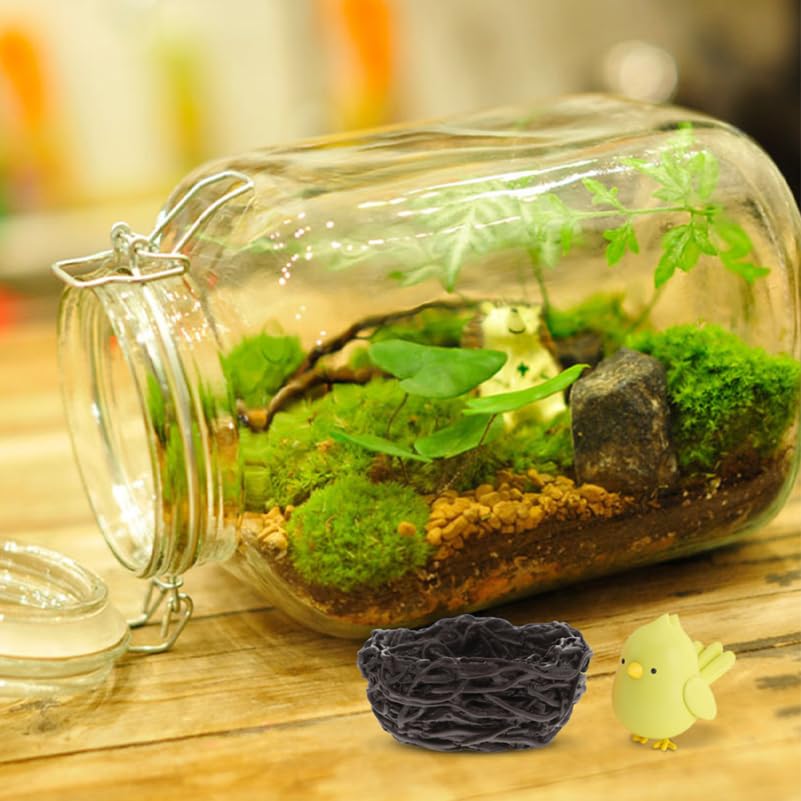 Image of Resin Bird Nest Ornaments 12 Pack Black Mini Nest Decor for Doll House Adornments Garden Balcony Yard Micro Landscape Crafts Home Decor Birdcage Accessories