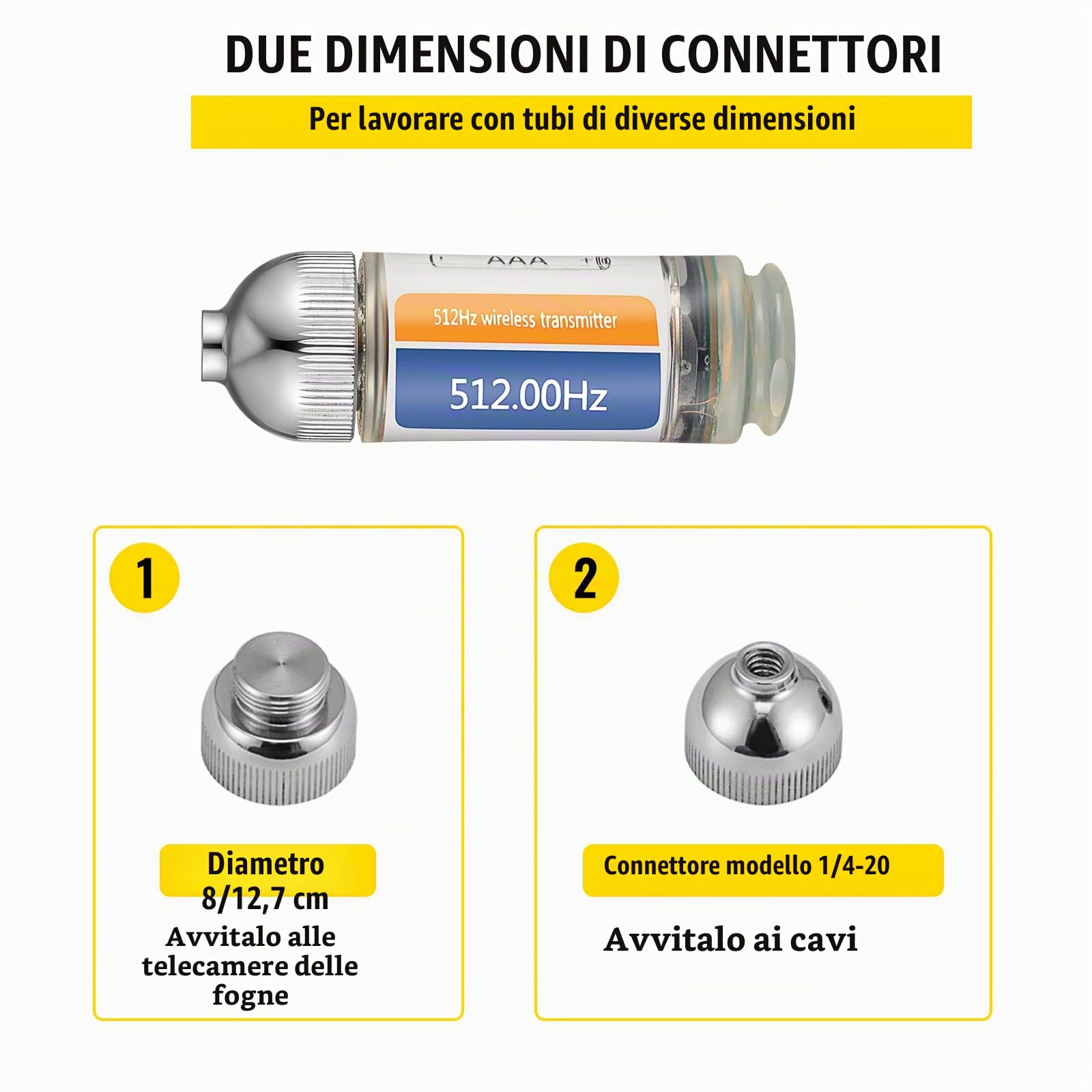 VEVOR 512HZ Sonda connettori 8/5" e 1/4-20" Localizzatore di scarichi rigidi per localizzare e rilevare piccole fognature e condotte, Argento