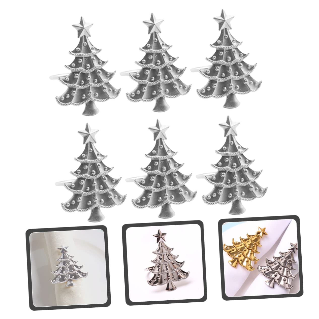 Cabilock 30 Pièces Boucle de Serviette Ronds de Serviette de Noël dorés Cercle de Serviette de Table Repas de Noel Sapin de Noel décor Ronds de Serviette de fête Porte-Serviettes