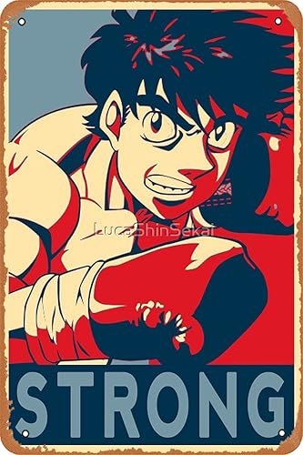 Ippo Makunouchi Strong Hajime no Ippo - Cartel de metal de hojalata vintage de 8 x 12 pulgadas