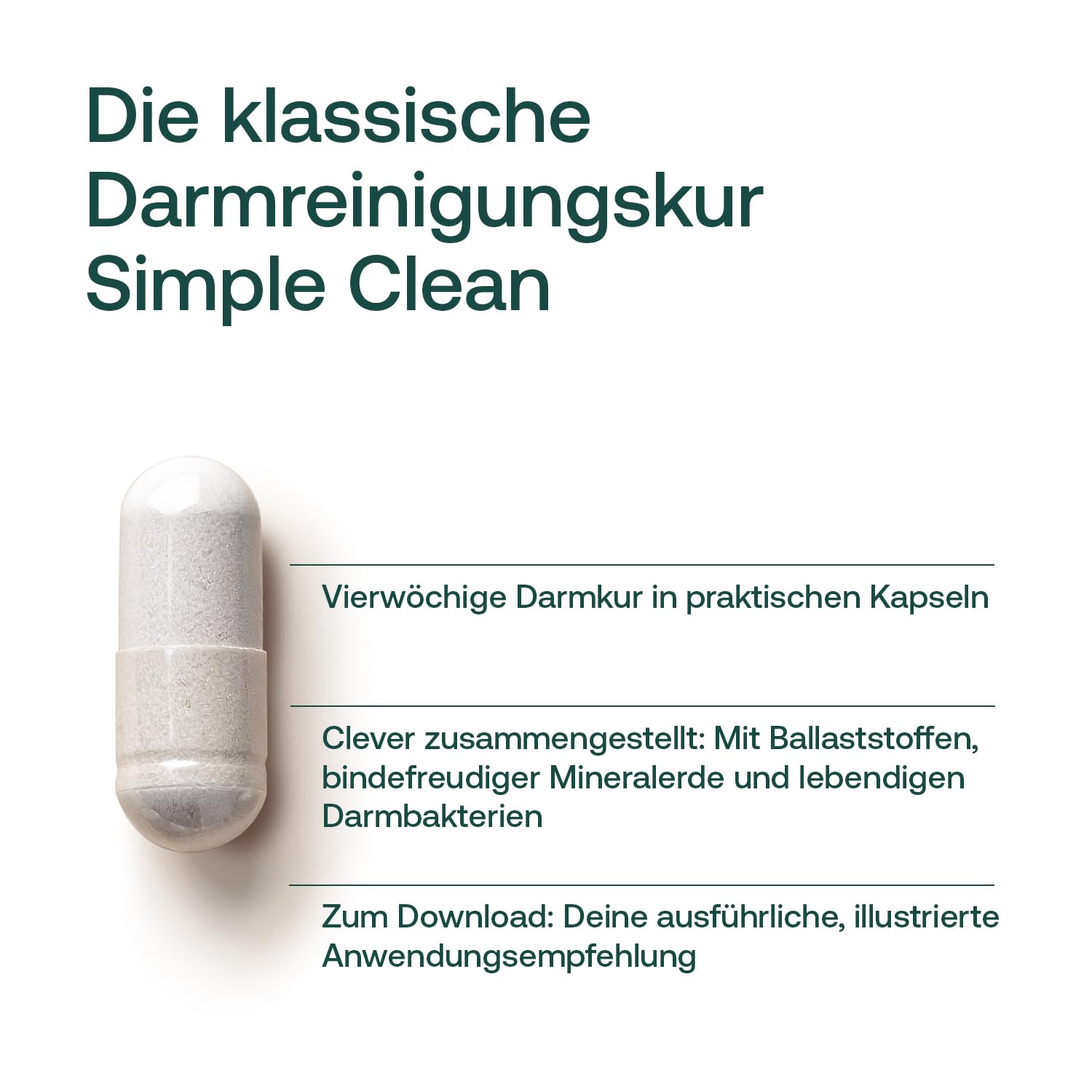 SIMPLE CLEAN - Sanfte Darmreinigung und effektive Entwicklung der Darmflora mit Natural Detox Zeolith, Combi Flora SymBIO und Psylliumschalen (4-Wochen-Darmkur)
