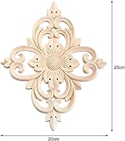 Vista 2 de MUXSAM Rhomb - Apliques de madera tallada para muebles, calcomanías de roseta de madera sin pintar, decoración central para puerta, pared, armario