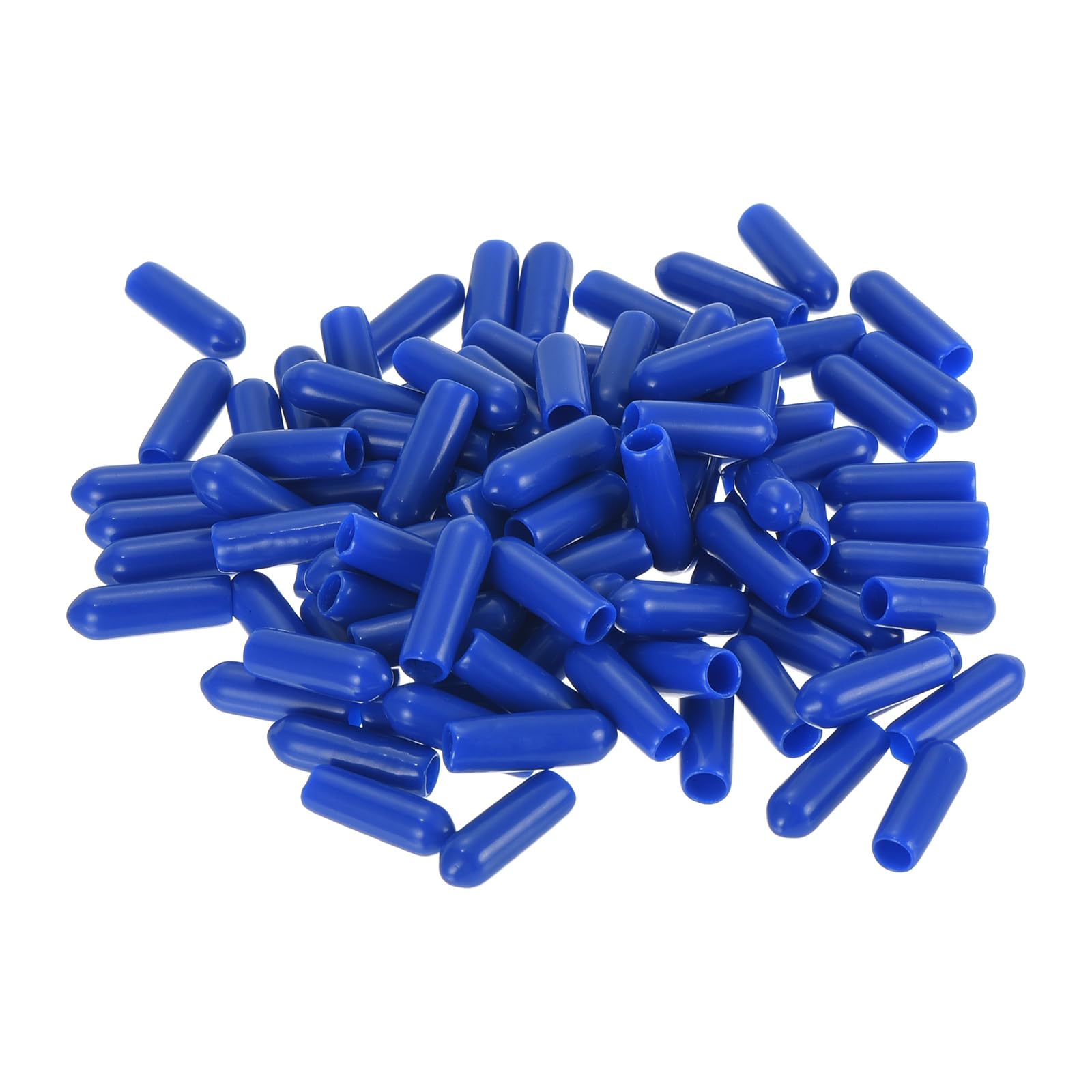 uxcell 100pcs Rubber End Caps 4mm ID Vinyl Round Tube Bolt Cap Cover Screw Thread Protectors Blue