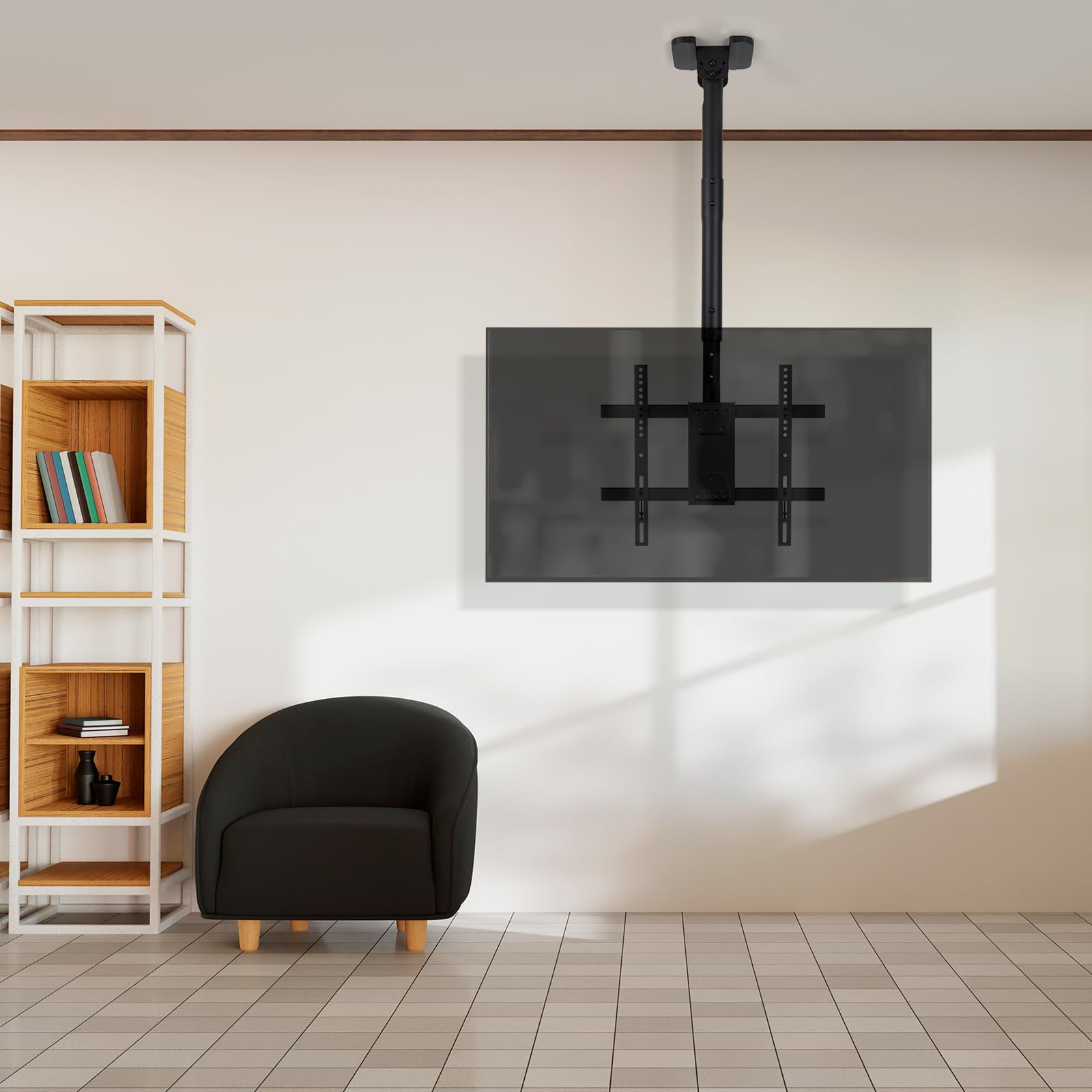 TOOQ LPCE1175TSLI-B obrotowy wysuwany uchwyt sufitowy do ekranów 32"-75", waga do 60 kg, VESA do 400 x 400, kolor czarny