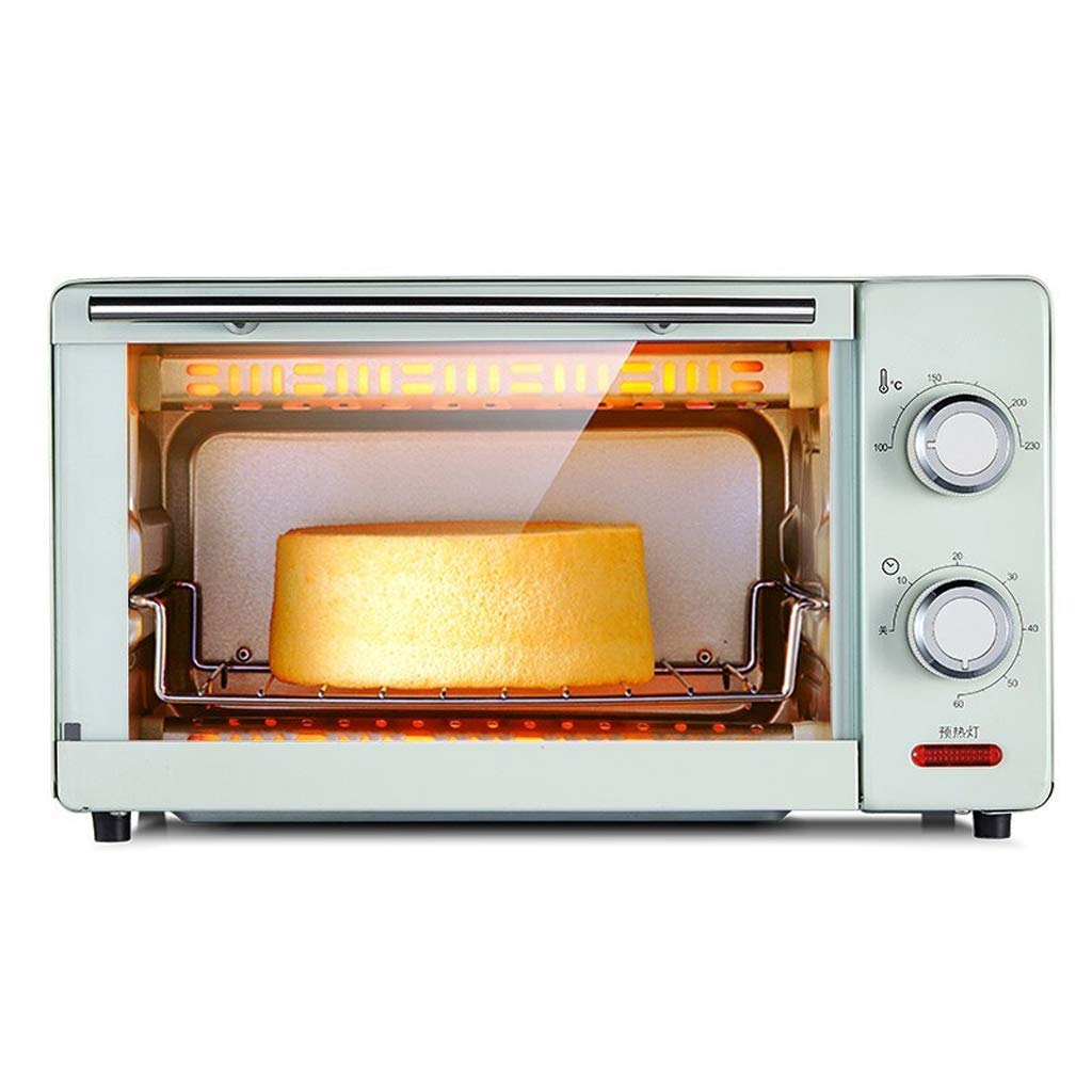 Mini Forno Elettrico Multifunzione per Uso Domestico 1000W 11L Temperatura controllabile 100-230 ℃ e 60 Minuti Scatola per Cottura del Pane Porta in Vetro temperato con Accessori (Verde)