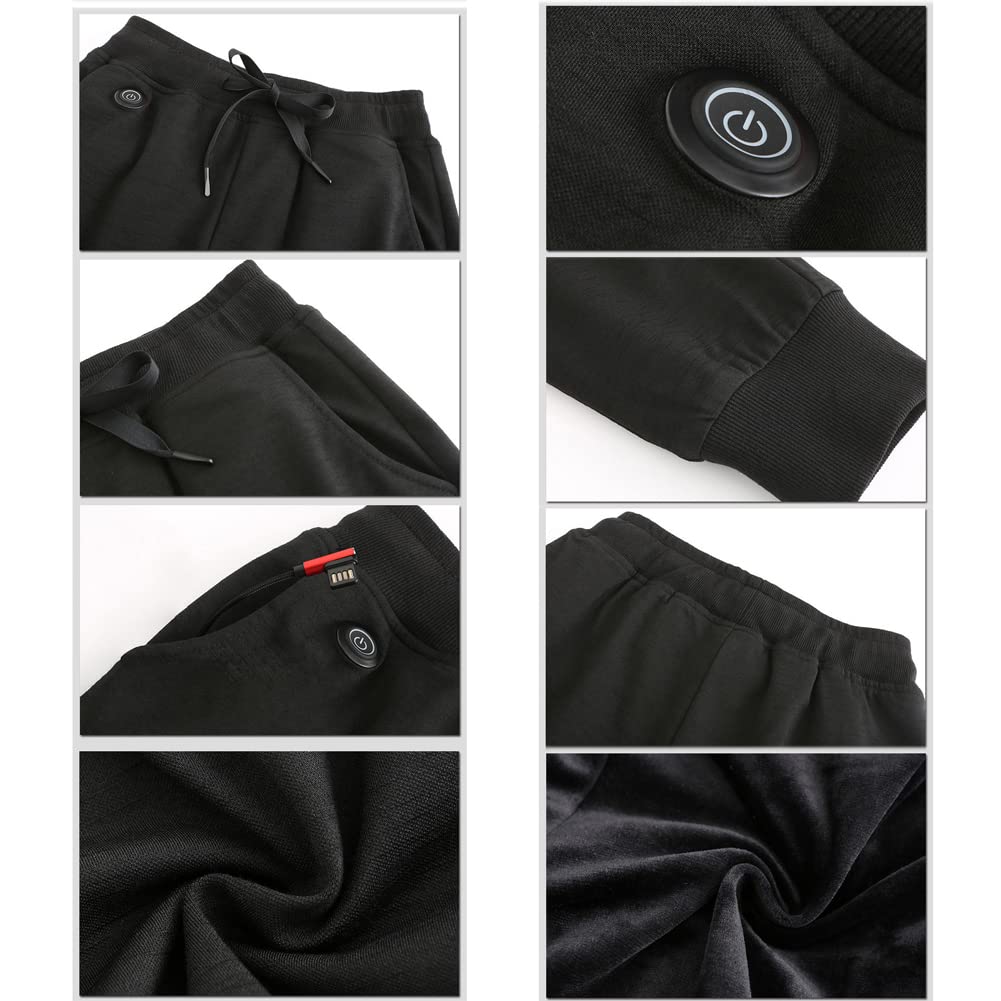 LANGWEI Pantaloni Riscaldati da Donna Pantaloni Leggings Termici Elastici Foderati in Pile con Riscaldamento USB Elettrico