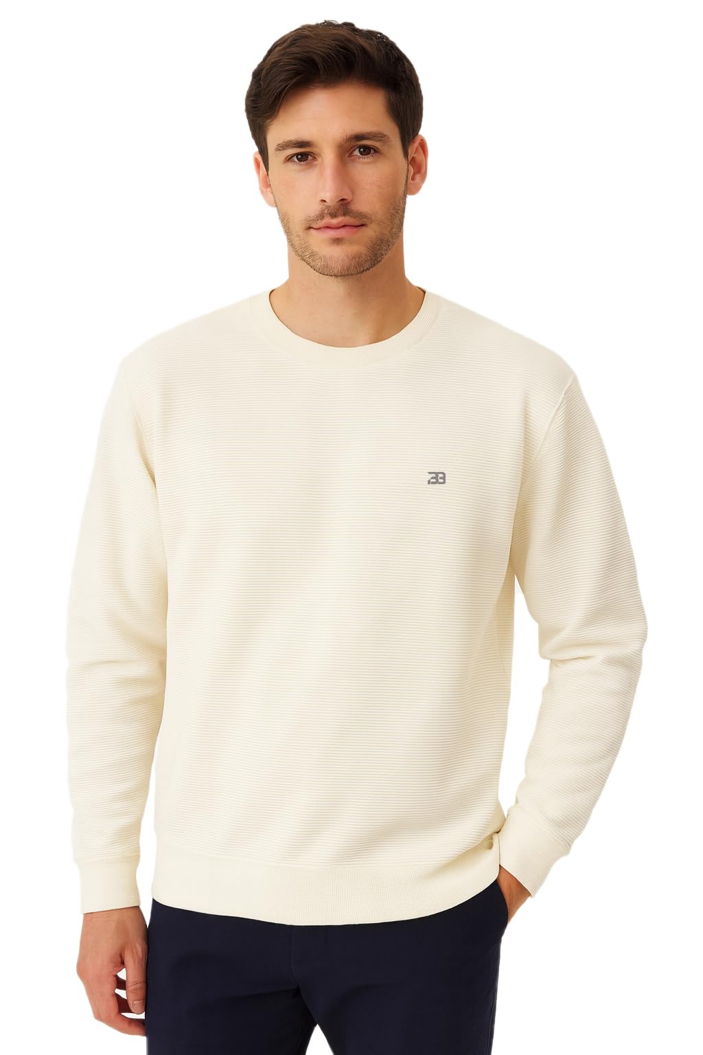big button Ribbed Light Weight Round Neck Sweatshirt-picture-26