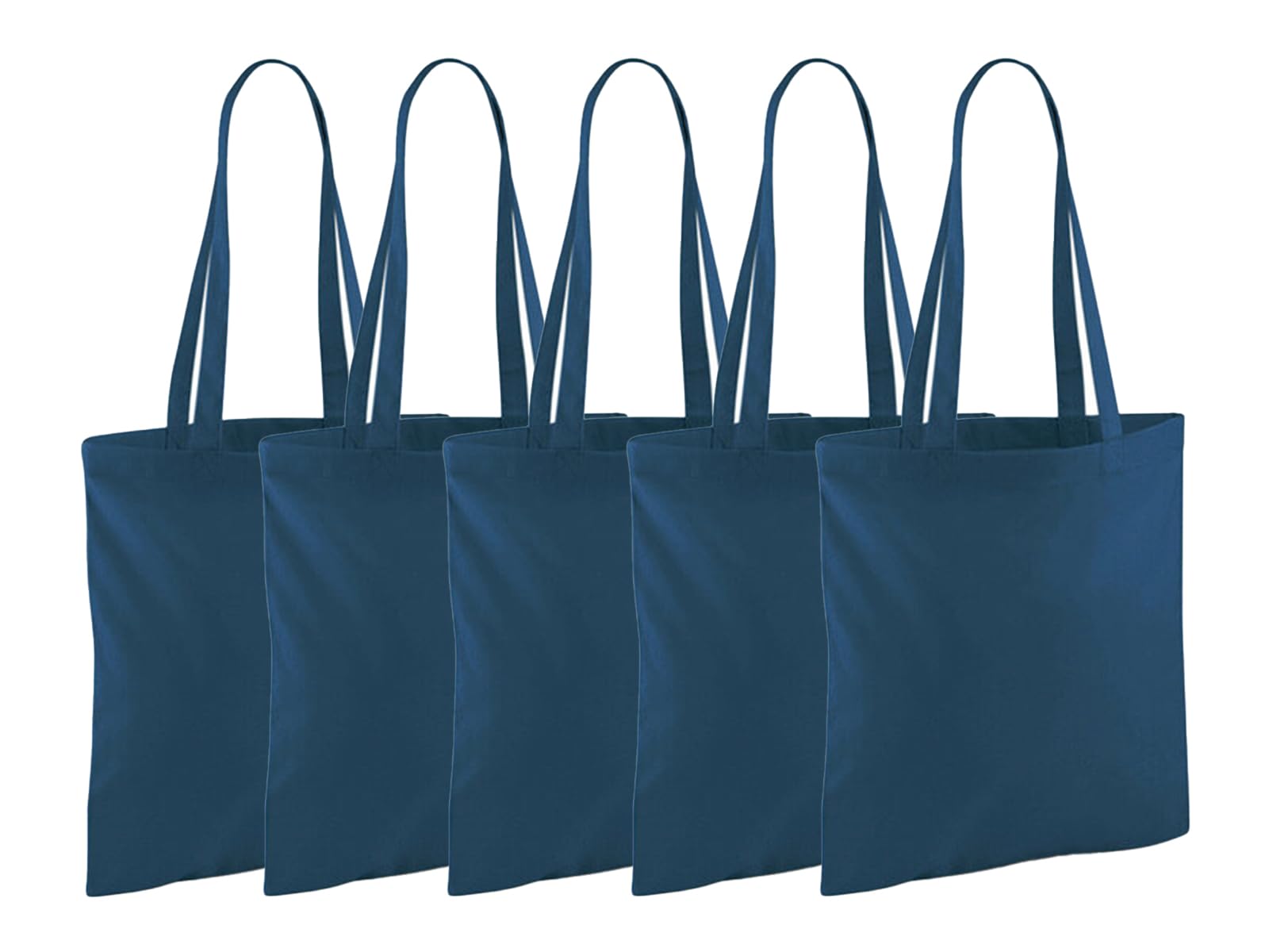 NGWorld Pack of Eco-Friendly Cotton Tote Bags - 5 x Petrol - One Size