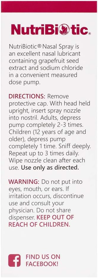NutriBiotic Nasal Spray 1 Fl Oz | Nasal Lubricant with Grapefruit Seed Extract & Sodium Chloride | Help Flush Irritants from Nasal Passages | Convenient Measured Dose Pump | Drug-Free & Non-Medicated : Health & Household