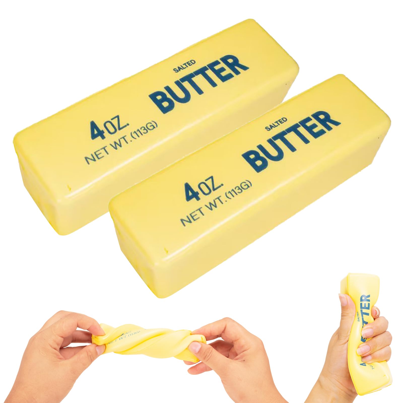 Butter Squishy Toy 2 Pack, Soft Stress Relief Fidget Toy Stick for Office Desk, Squishy Stick Squeeze Toys for Party Favor, Joeysisi Slow Rising Butter Squeeze Toy Gift for Adults