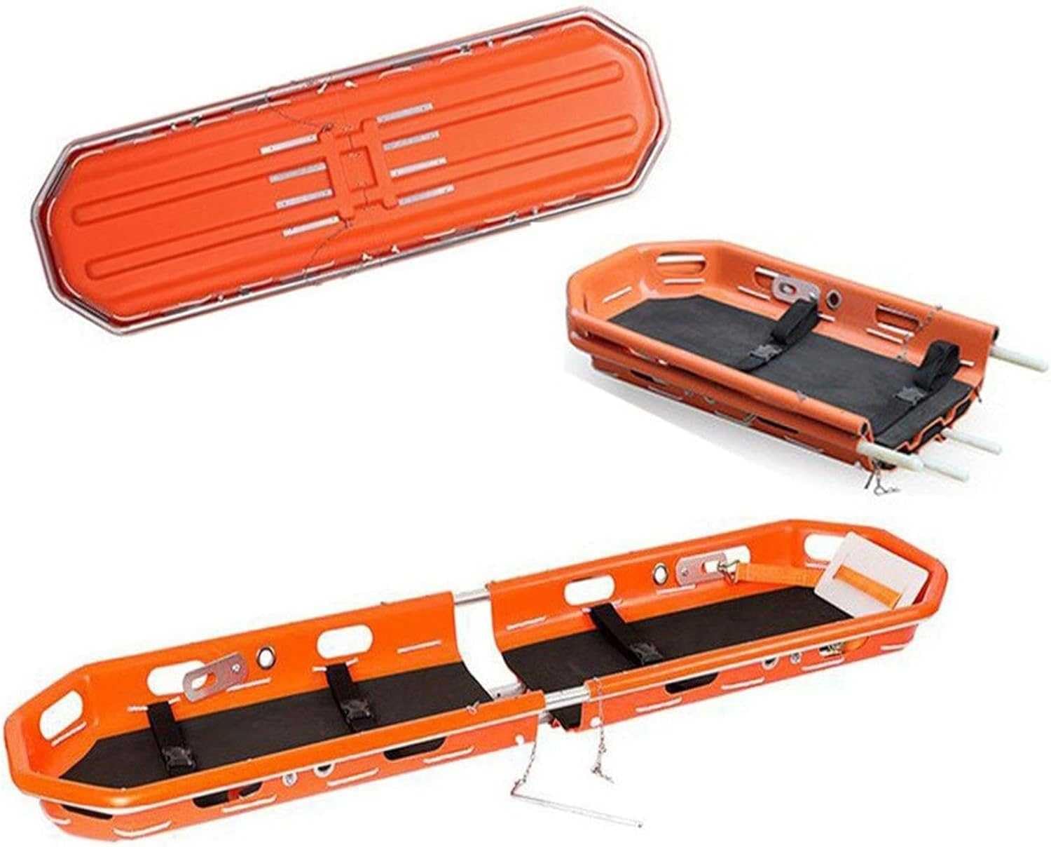 Barella di emergenza con cestello in PE ad aria compressa, cestello per barella di emergenza con cestello in acciaio inossidabile, tavola spinale per barella con cestello sospeso con accessori