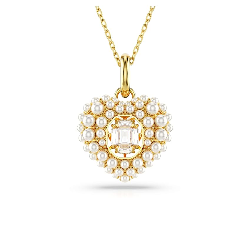 Swarovski Pendente Hyperbola, Cuore, Bianco, Placcato color oro