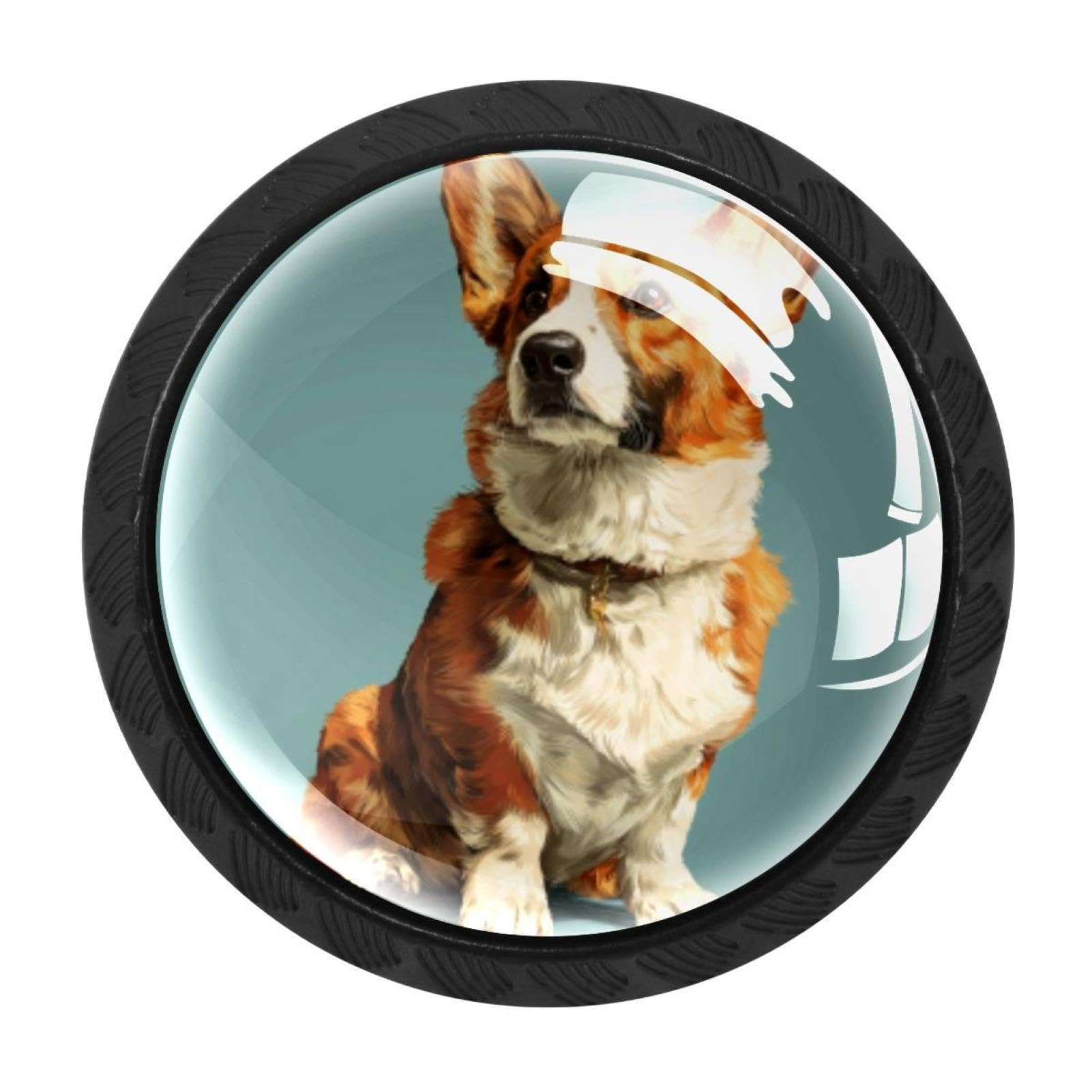 CHENZZZZ 4Pcs Corgi Dog (1) Drawer Knobs Black Cabinet Knobs Cupboard Handles Hardware Round Door Pull Handle for Cabinet Wardrobe Drawer Bedroom Bathroom Furniture