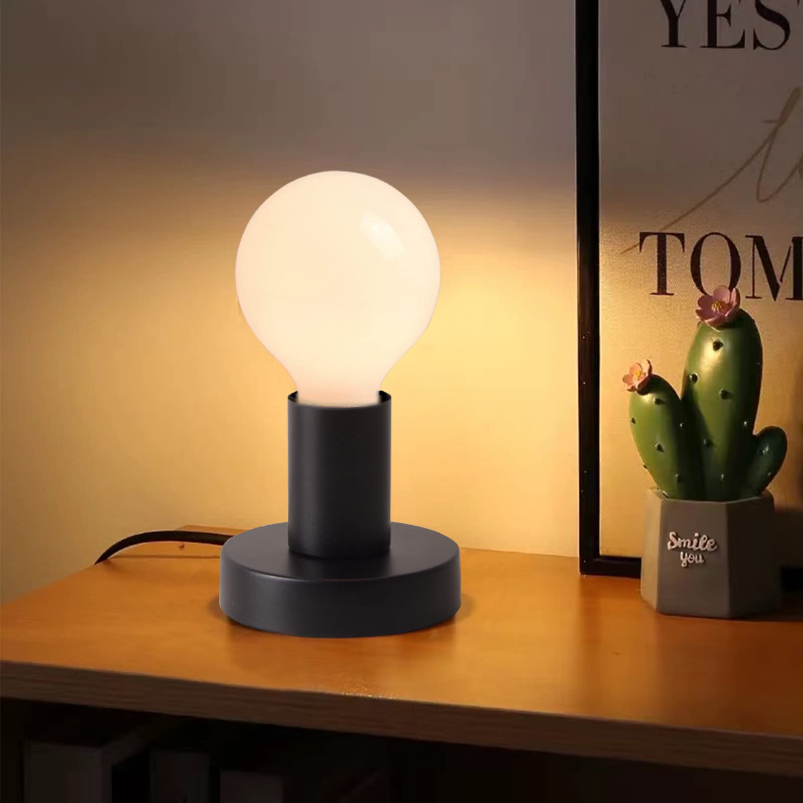 Lámpara de mesa vintage, lámpara de escritorio industrial, pequeña luz nocturna retro, Steampunk E26, soporte para lámpara para decoración de iluminación del hogar, cafetería, decoración 8