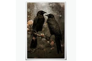 Unveil the Mystery of Gothic Charm: Dark Academia Black Crows Wall Artwork