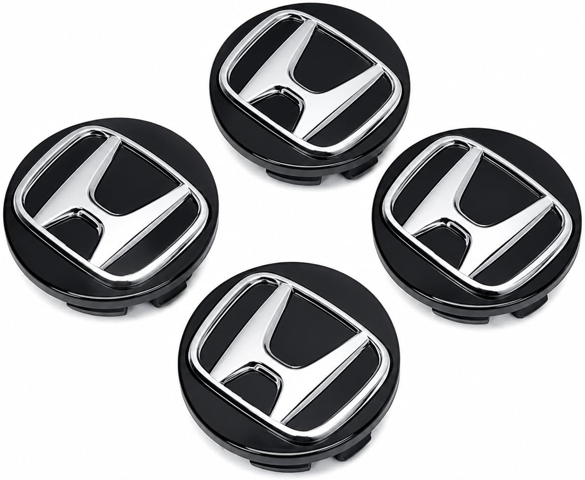 Wheel Center Caps for Honda Civic 2022-2025, Black and Chrome, Sealed, Set of 4, OEM 44732TVAA21