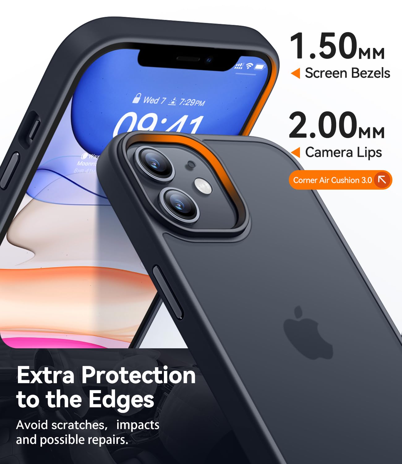 CANSHN Cover Opaca per iPhone 11, [Bordi Quadrati] Custodia Traslucida Opaca Protettiva Sottile Antiurto per iPhone 11 6,1 pollici - Nero