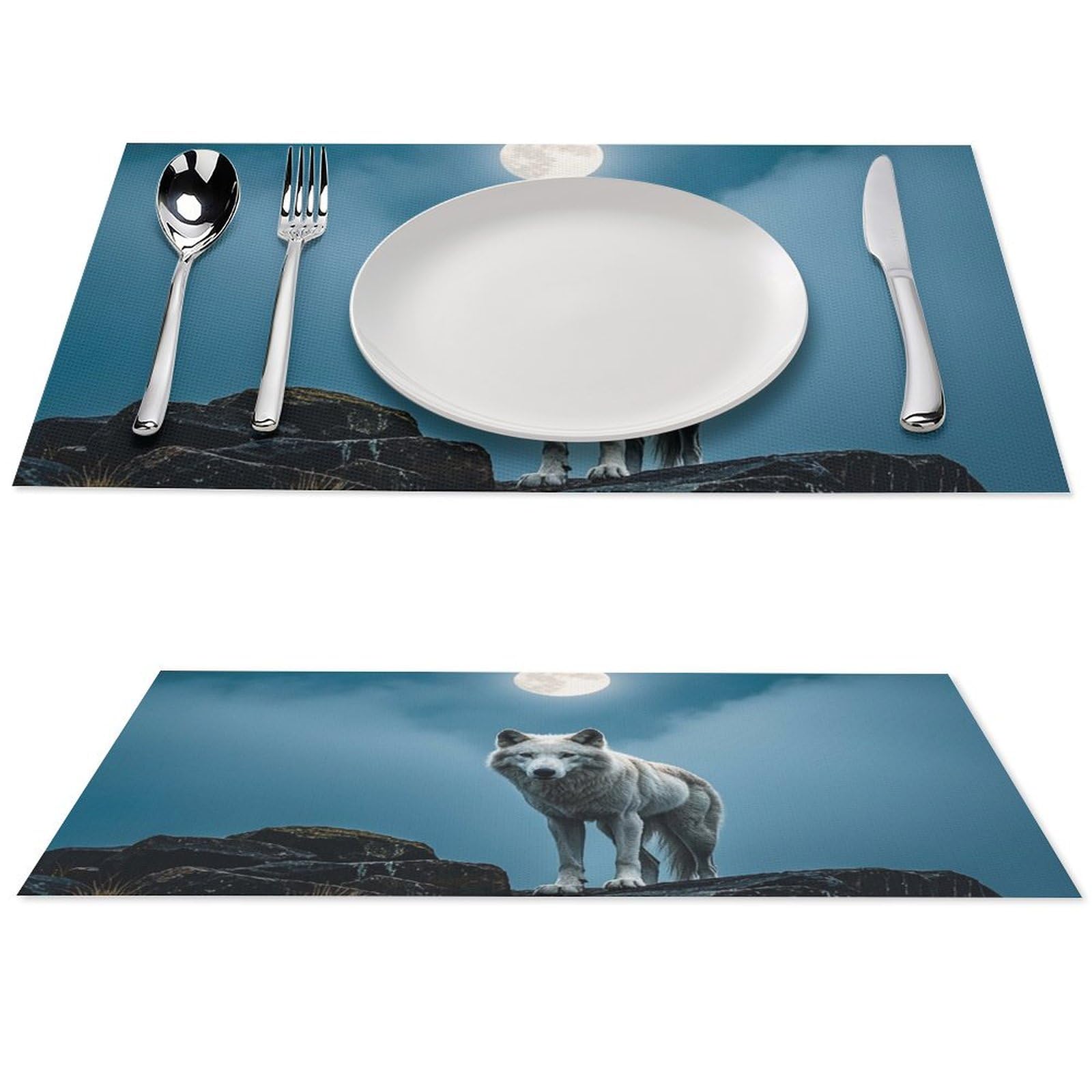 Set de table loup blanc pour repas de famille et décoration moderne