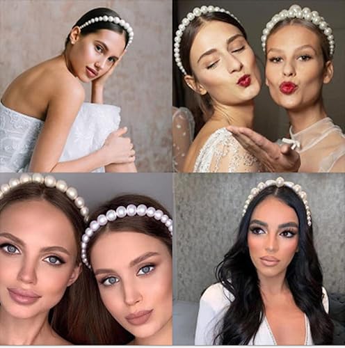 Miniatura 2 de Diademas de perlas para novia, accesorio para la cabeza de novia, diamantes de imitación de perlas blancas, aro para el pelo, accesorios de moda