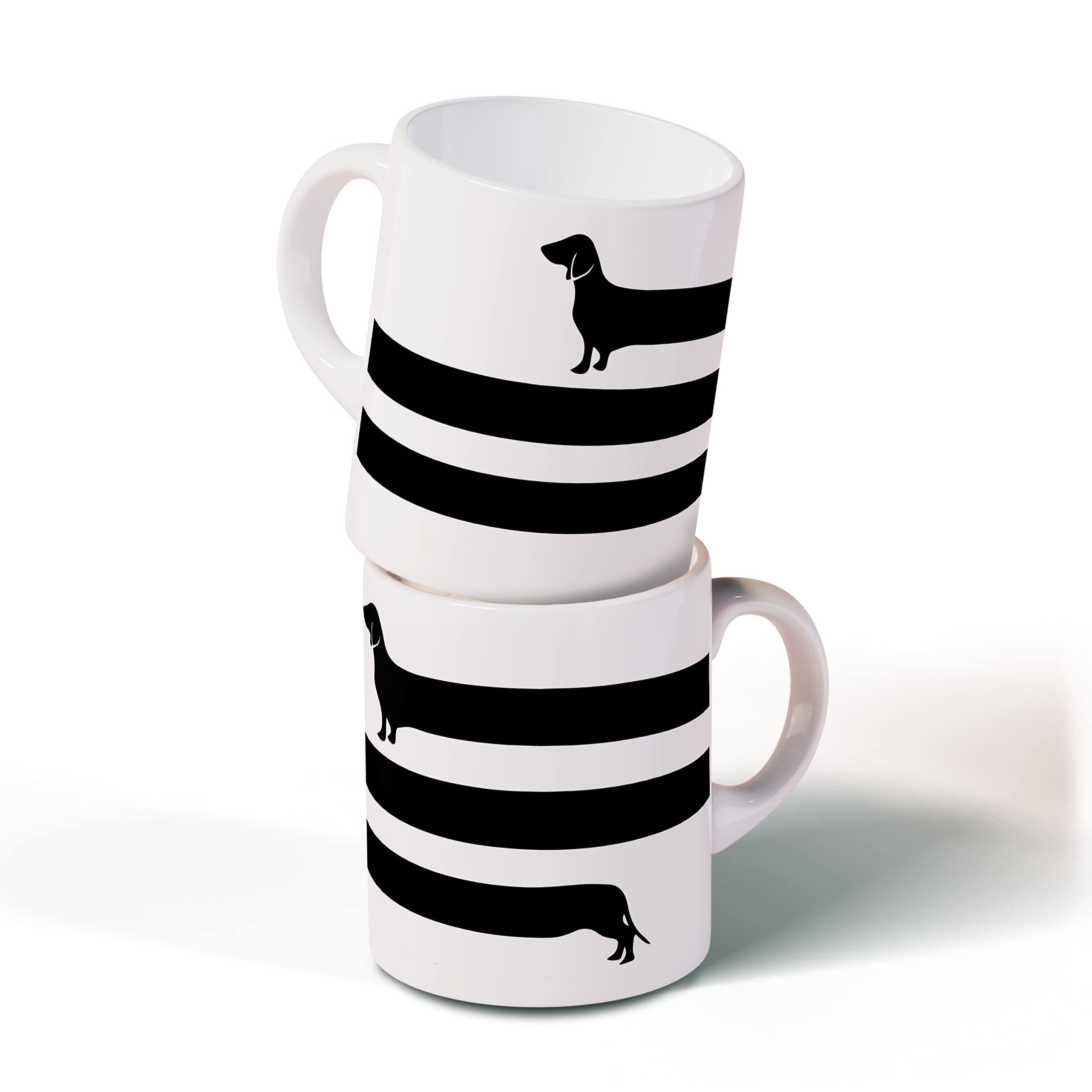 DOTAIN Funny Black Long Dachshund Dog Coffee Mug Ceramic Cup(11oz),Double Side Printed,Funny Long Dachshund Dog Mug Gifts For Dachshund Dog Lover Owner Mom Mother