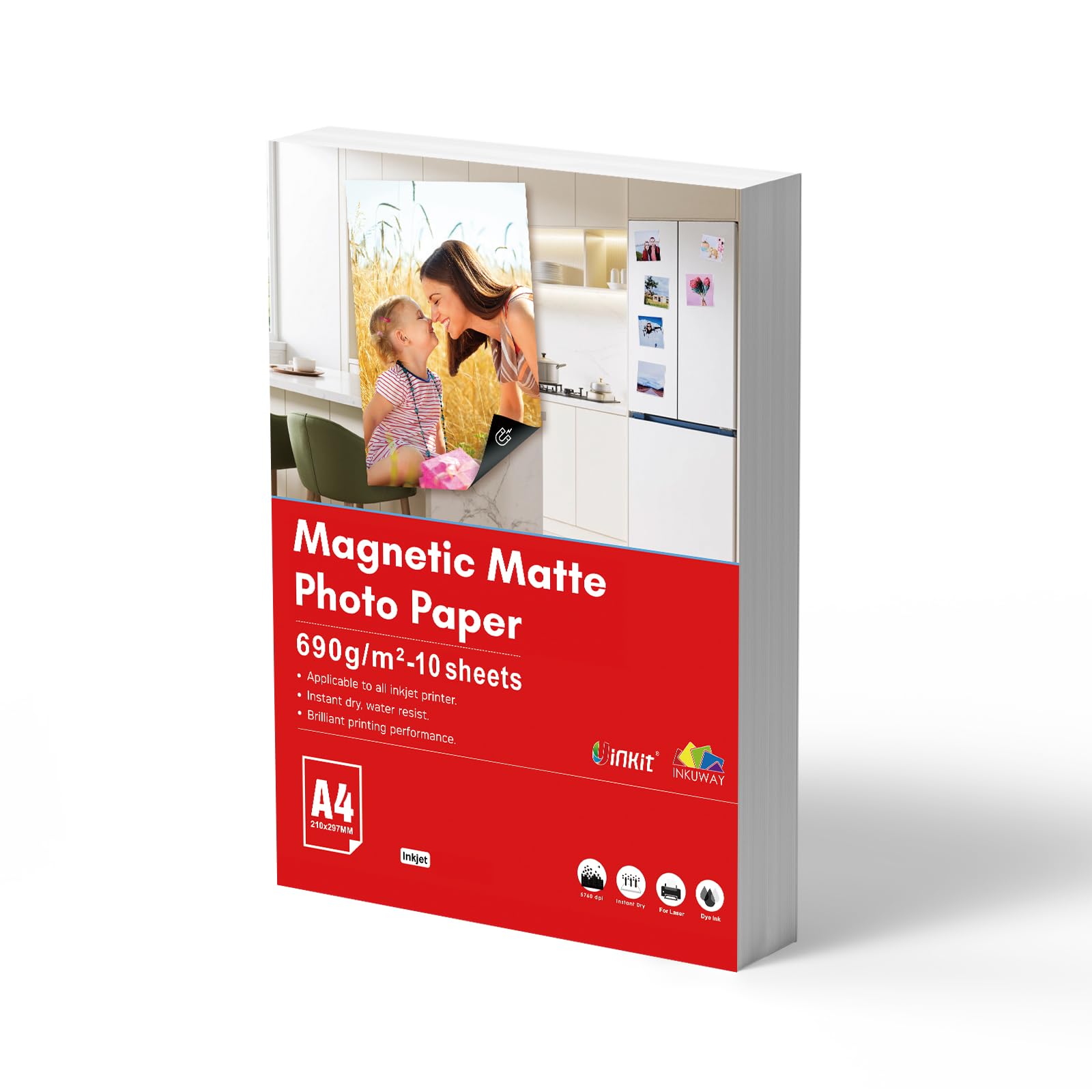 Magnetyczny papier fotograficzny A4, matowy, 10 arkuszy, matowe wykończenie, gruby magnes do druku, do drukarek atramentowych, domu i biura