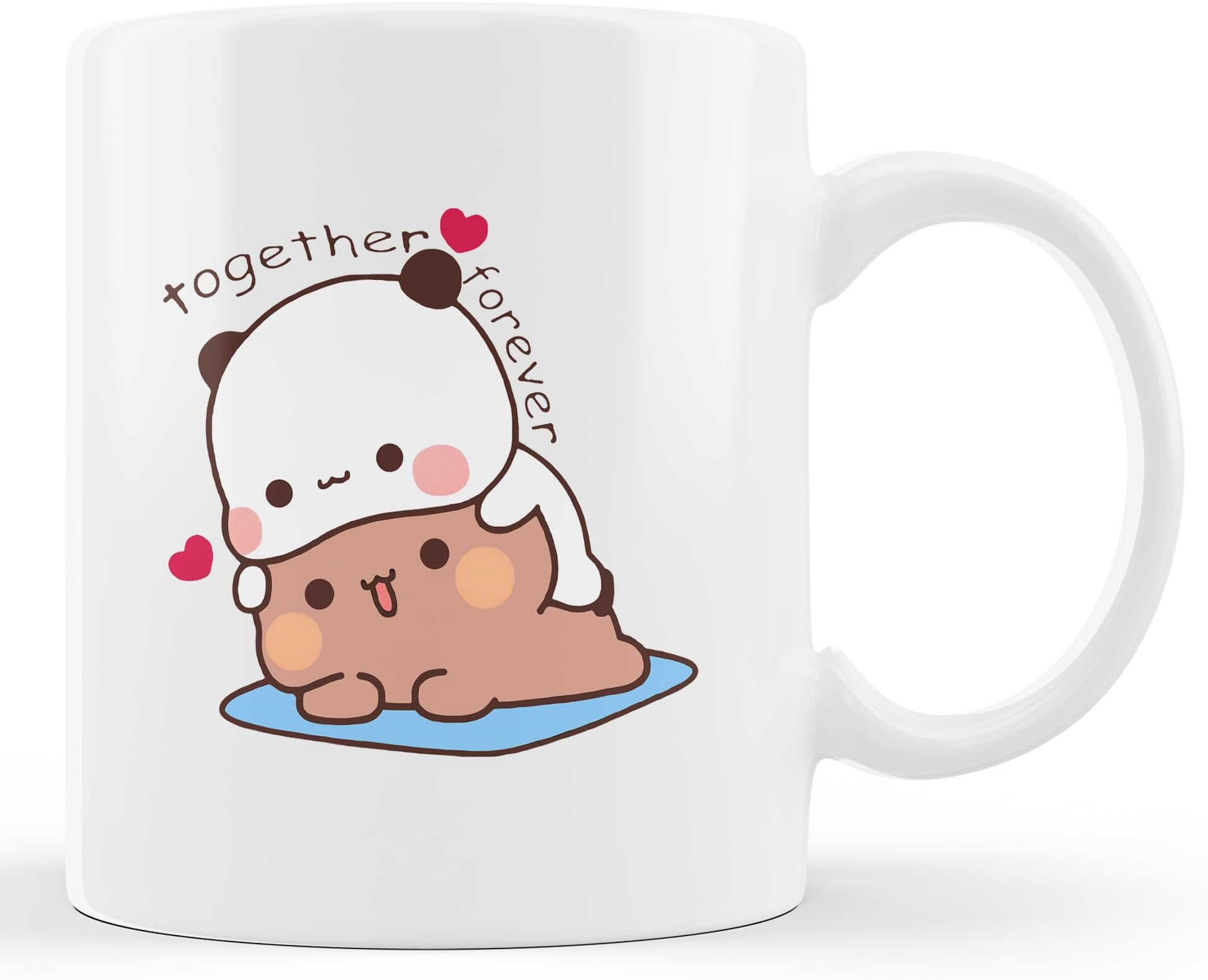 Bu Du Coffee Mug - Cute Bear Cup, Panda Love Couple Bears Novelty White Ceramic Tea Cup, Gifts for Couples Lover, Him Her - 11 Oz