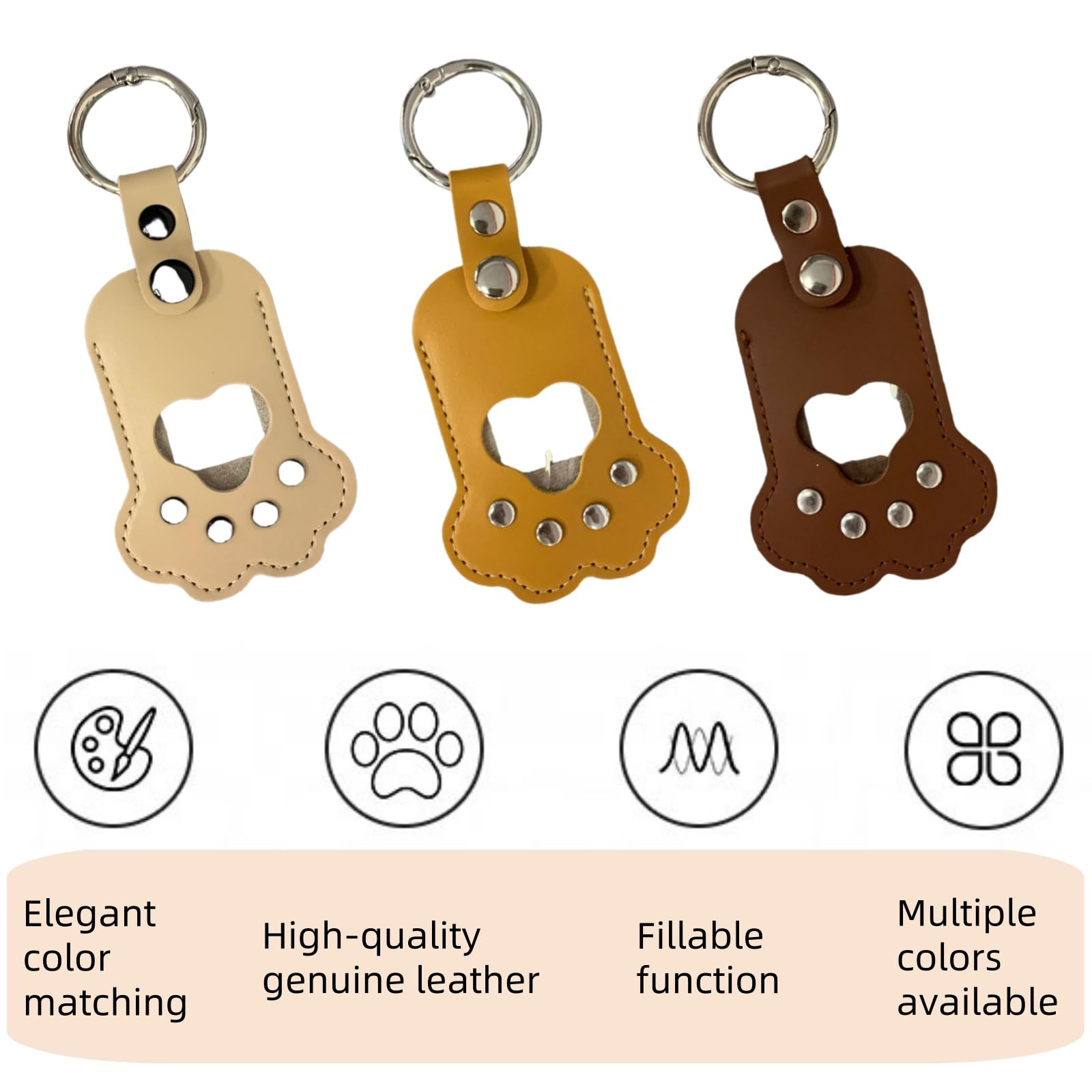 NBOFOL 2Pcs Pet Hair Keepsake Box,Pets Hair Storage Pouch Fur Memorial Keyring,Paw Shape Leather Key Chain and Keyring(Yellow&Beige),Pet Memory Collector,Pet Hair Memorial Keepsake,Pet Memorial Gifts - Image 4