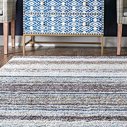 Image of Classie Ombre Pattern Fur Rectangular Carpet, 6X8 Feet, Teal Mixture