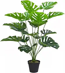 Planta Artificial Monstera Deliciosa, 75cm com Vaso - 18 Folhas Realistas em PVC Premium, Decoração para Casa, Escritório, Restaurante, Sem Manutenção, Durável e Hipoaergênica