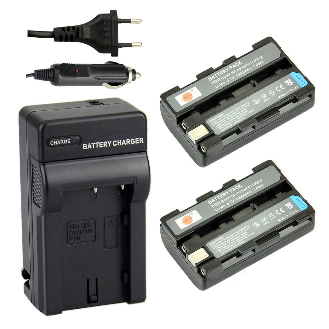 DSTE 2-Pieza NP-FS10 Batería y Cargador Compatible para Sony DCR-PC1 DCR-PC2 DCR-PC3 DCR-PC4 DCR-PC5 DSC- F505 DSC-F55 DSC-P1 DSC-P20 DSC-P30 DSC-P50