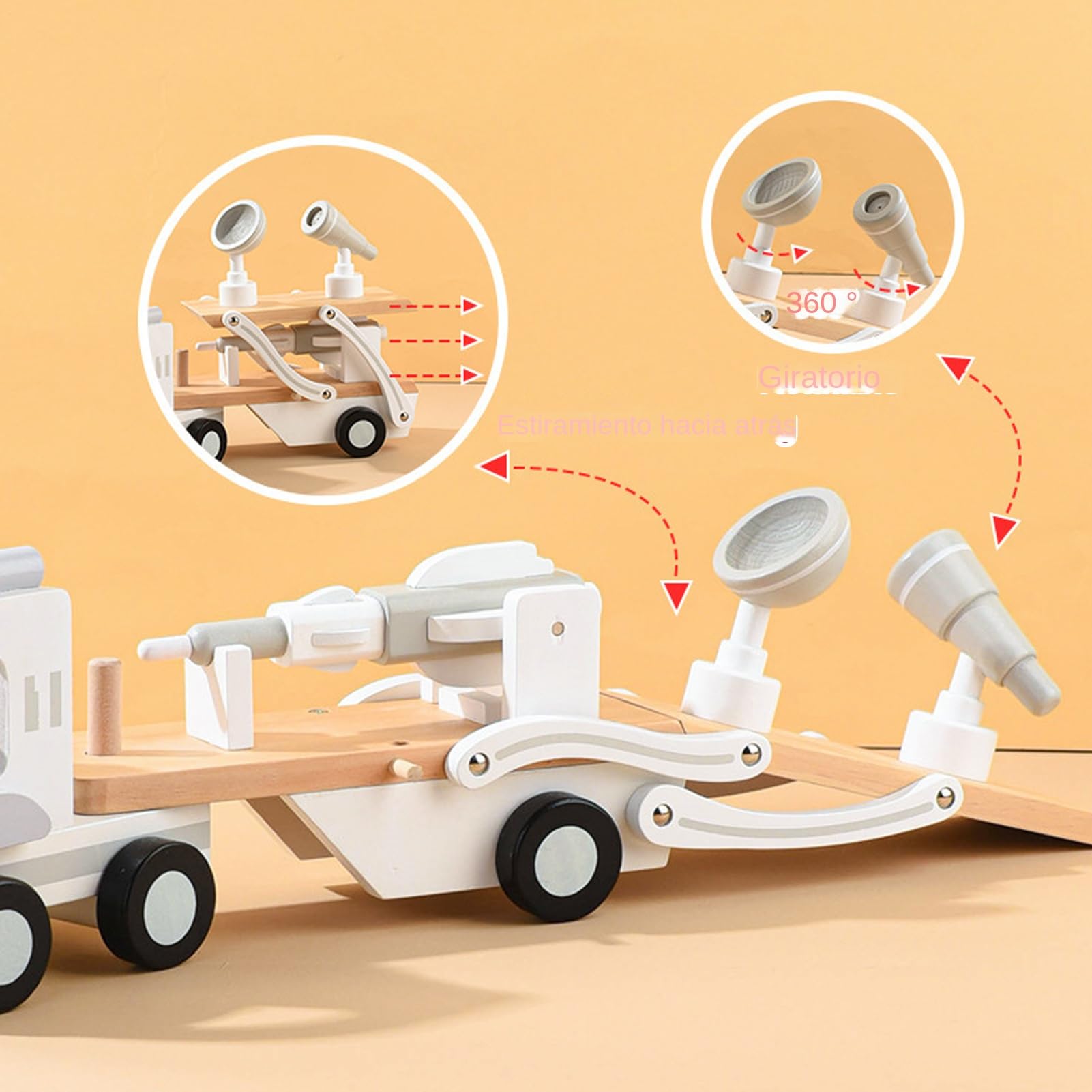 Camión Transportador Conjunto De Juego De Transporte De Cohete De Madera | Juguete de Camión Portador de Coches Para Niños y Niñas, para Juego de Construcción y de