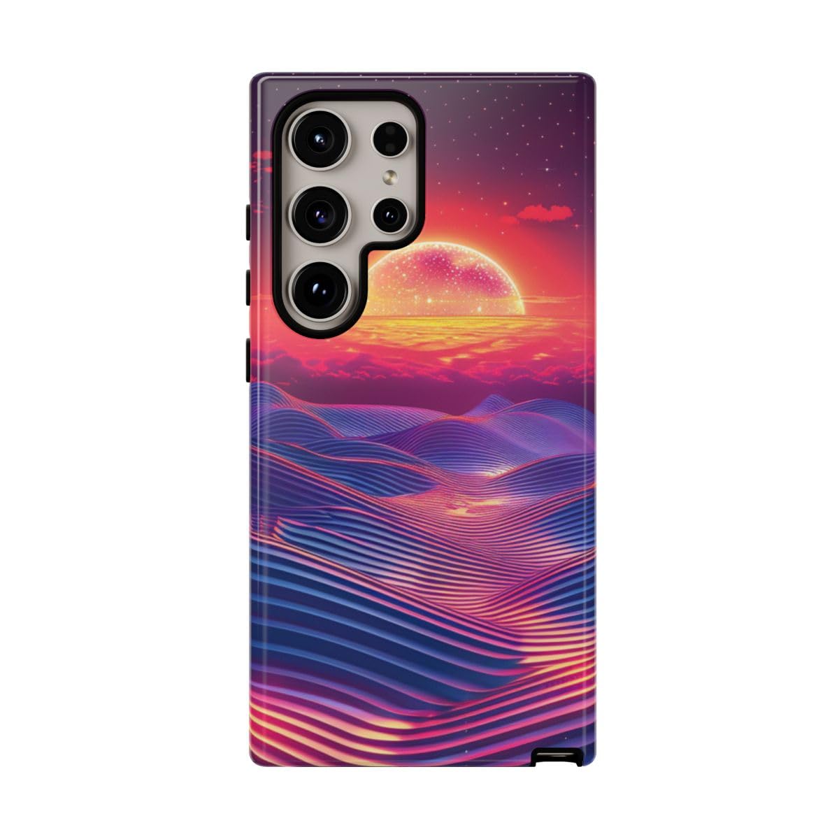 Coque Samsung S24 Ultra éviter rayures Vivid Sunset Waves rigide bleue - 5