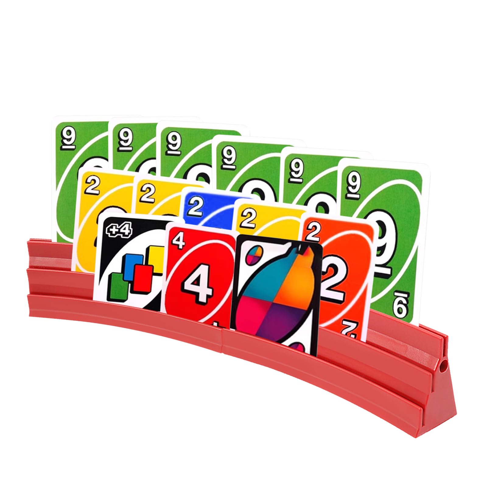 Gatphy Kartenhalter Spielkarten 3 Rampen Spielkartenhalter zum Hinstellen Stackbar mit Magnetische Montage Spielkartenhalter Poker für Feiern Senioren Kinder Arthritis (2 x Rot)