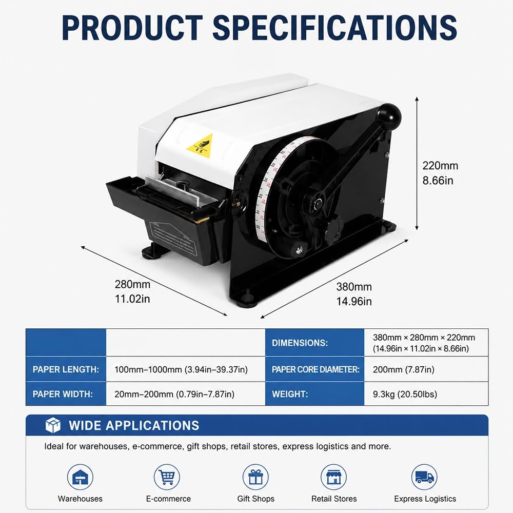 Dispenser Automatico di Nastro di Carta Kraft con Dispenser attivato dall'acqua con Righello per sigillare scatole Resistenti