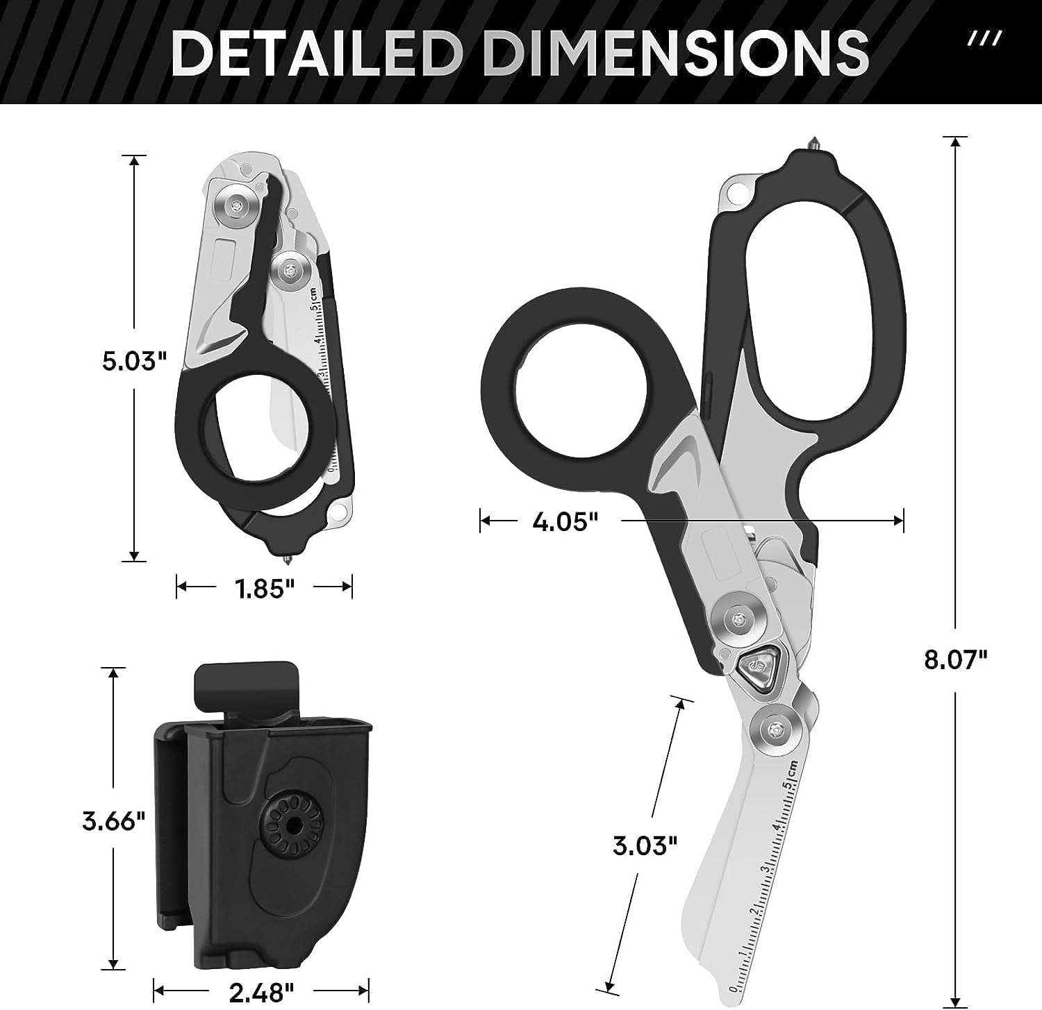 Leatherman Raptor Rescue - Emergency Response Folding Shears With Strap Cutter & Glass Breaker, Orange/Black, With Utility Holster - View #7
