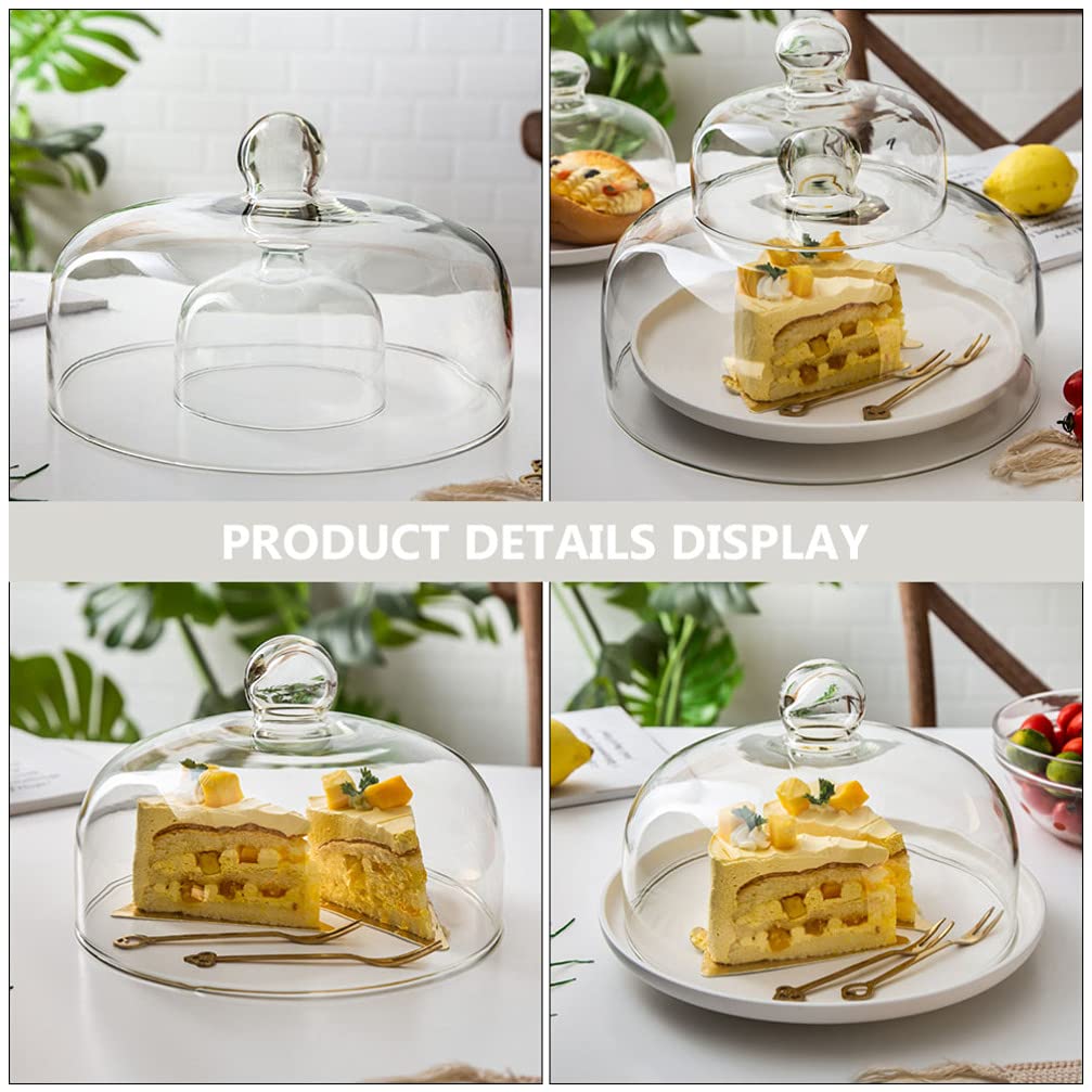 Yardwe Kuchenhaube Glas 10.2 Zoll Transparent Abdeckhaube Lebensmitteldeckel Mit Griff Für Kuchen Dessert Snacks Insektenschutz Staubschutz